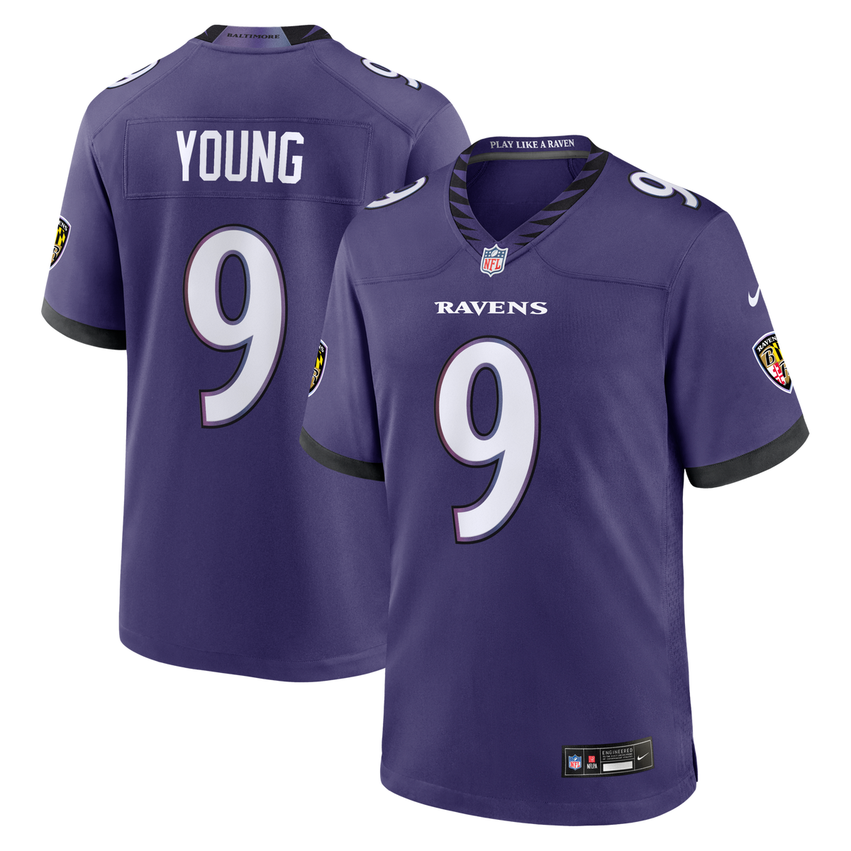 Baltimore Ravens Zion Young Purple Team Game Jersey
