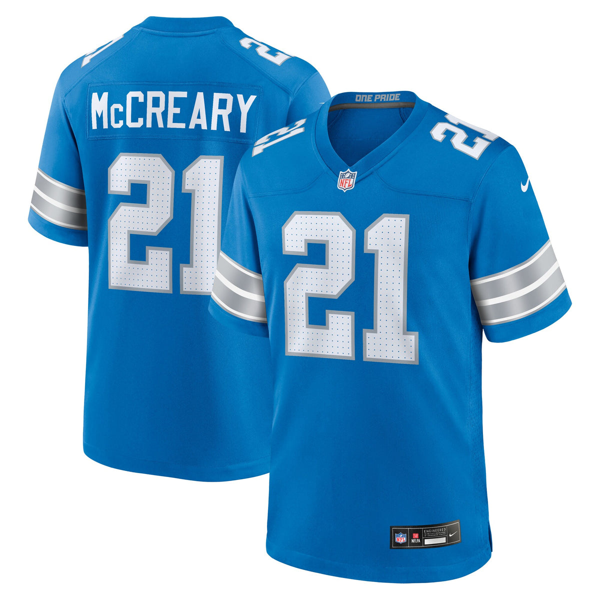 Detroit Lions Roger McCreary Blue Team Game Jersey