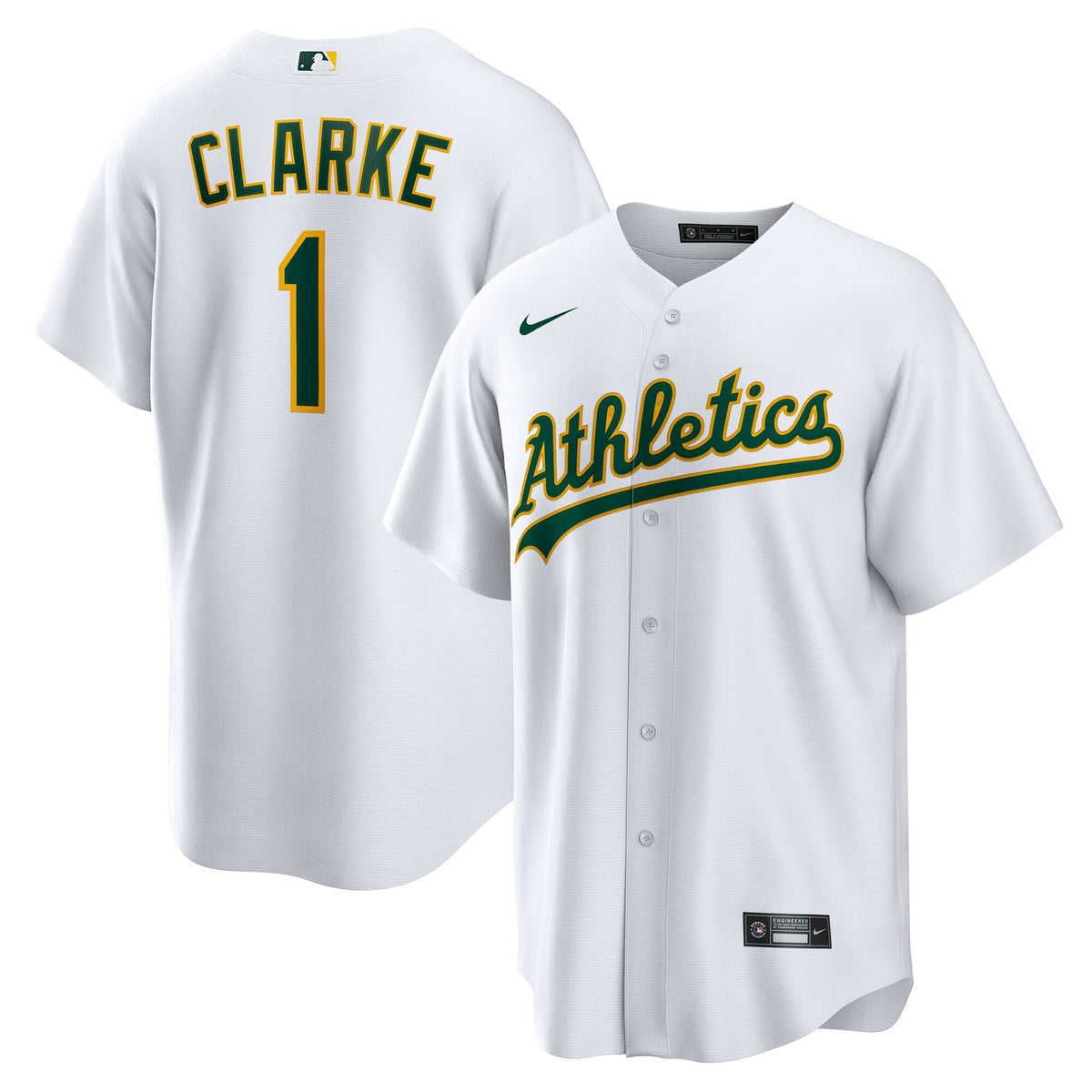 Athletics Denzel Clarke White Home Replica Jersey