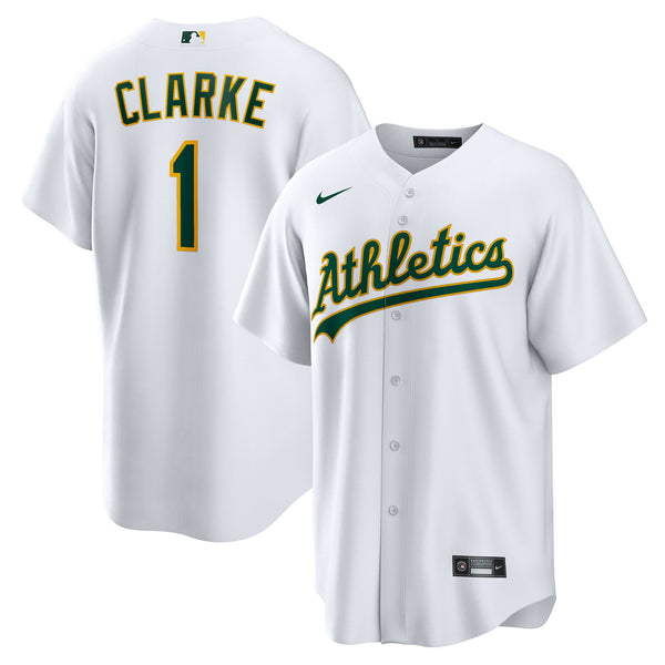 Athletics Denzel Clarke White Home Replica Jersey