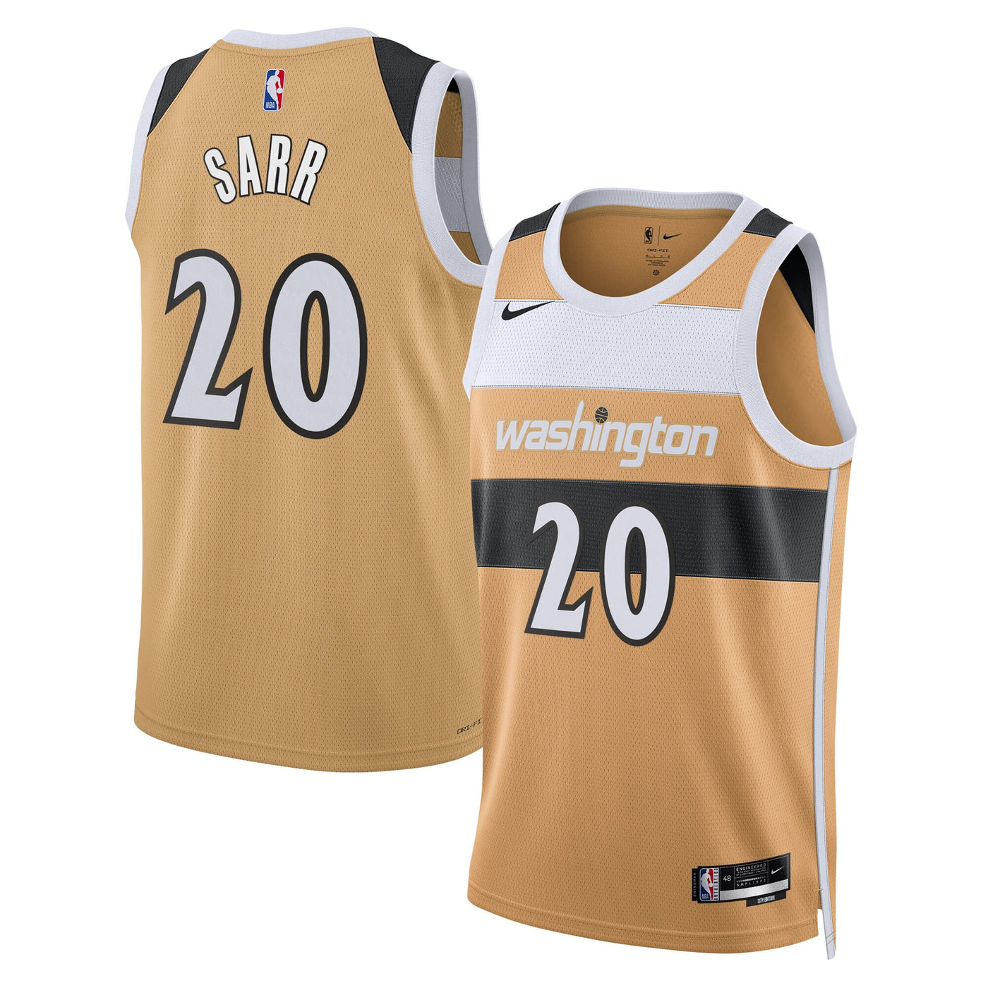 Washington Wizards Nike 2025/26 City Edition Swingman Jersey - Tan - Alex Sarr