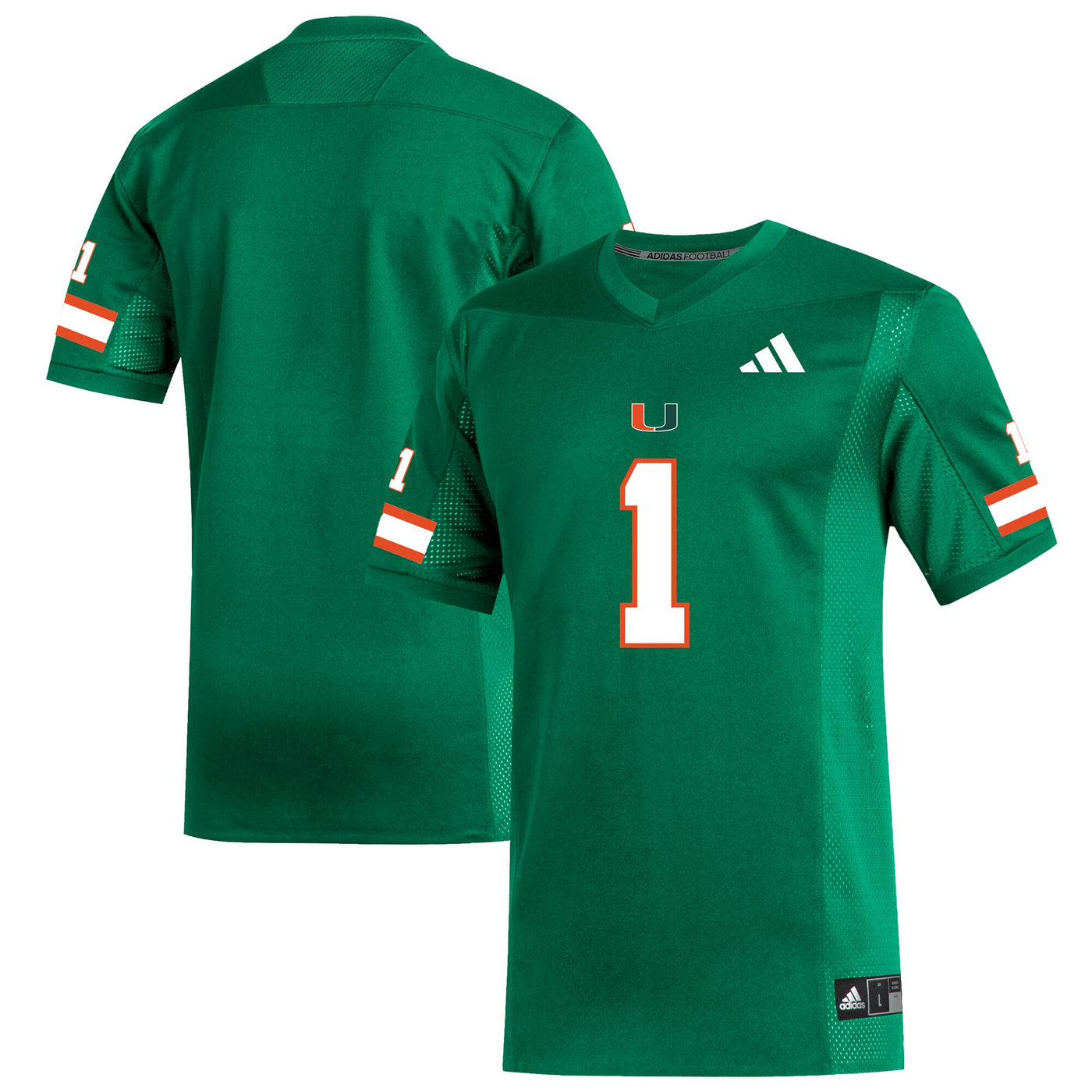 adidas #1 Green Miami Hurricanes Replica Football Jersey
