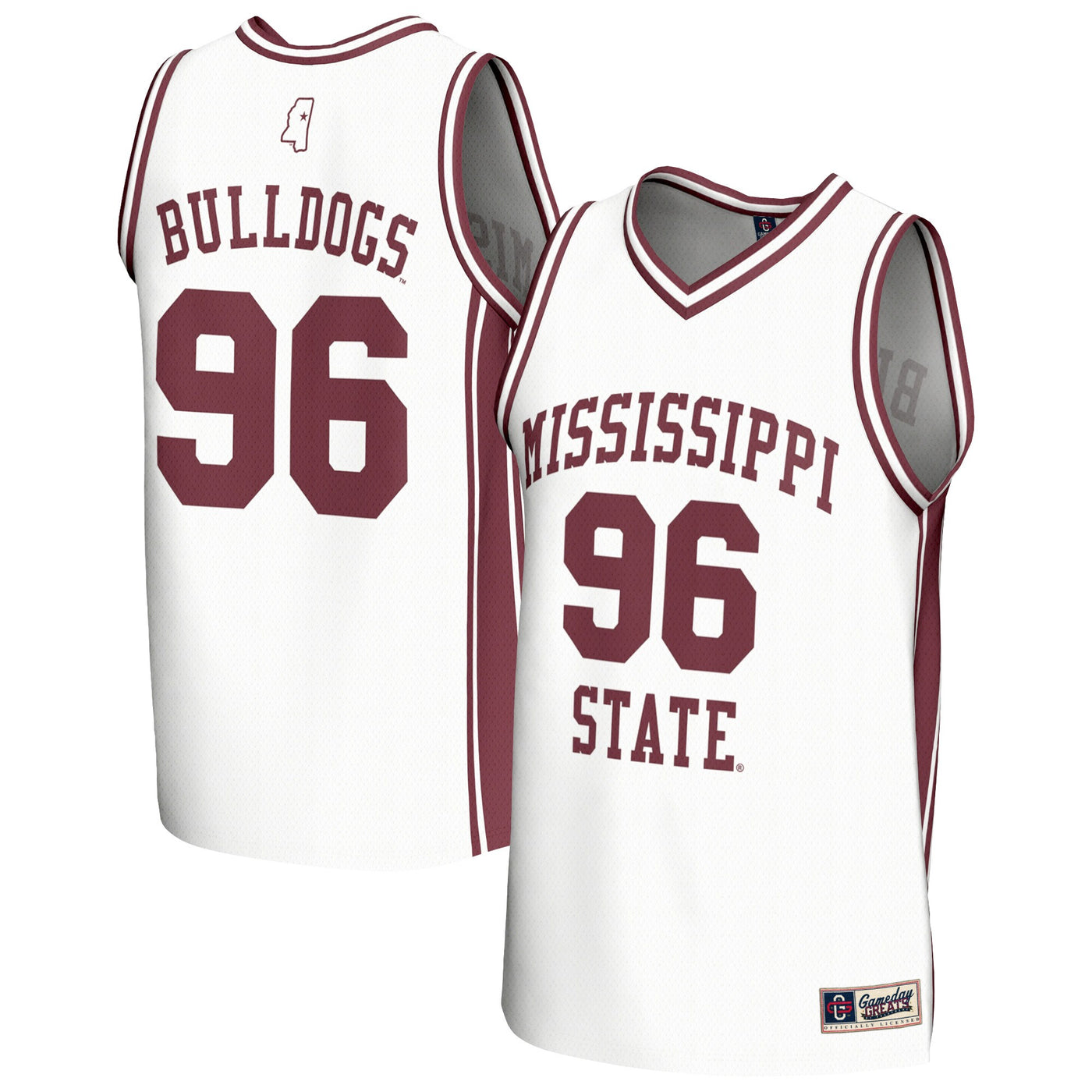 GameDay Greats White Mississippi State Bulldogs Lightweight Collegiate Basketball Fashion Jersey