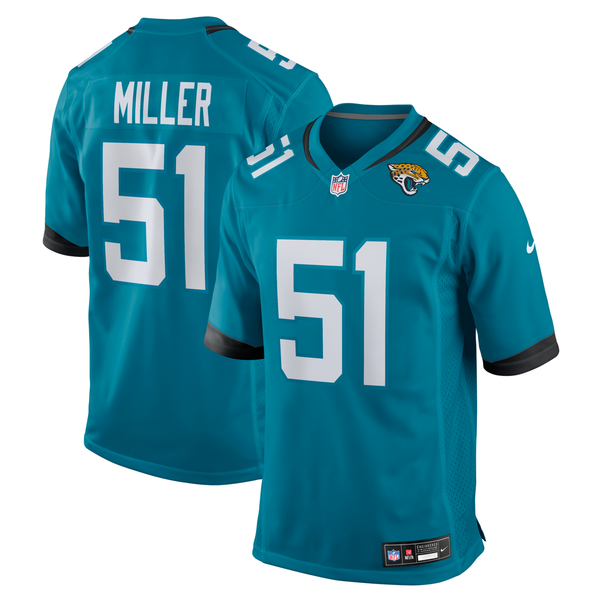 Jacksonville Jaguars Ventrell Miller Teal Game Jersey