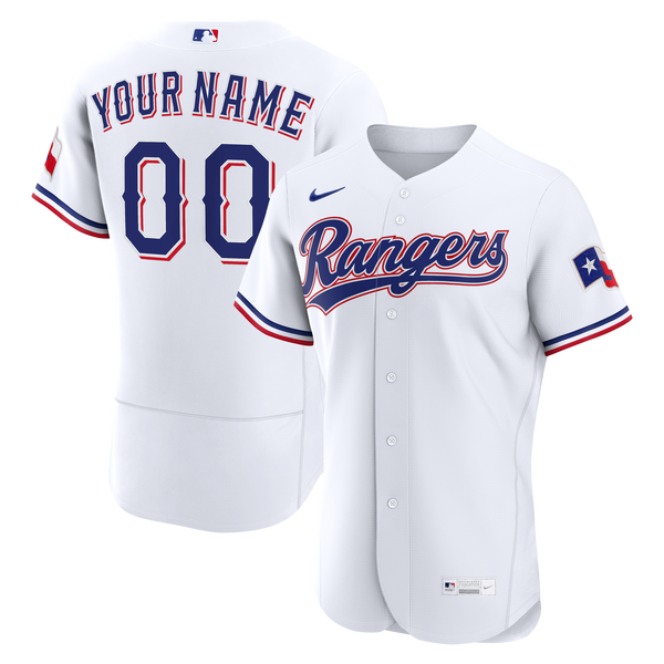 Texas Rangers White Home Authentic Custom Jersey