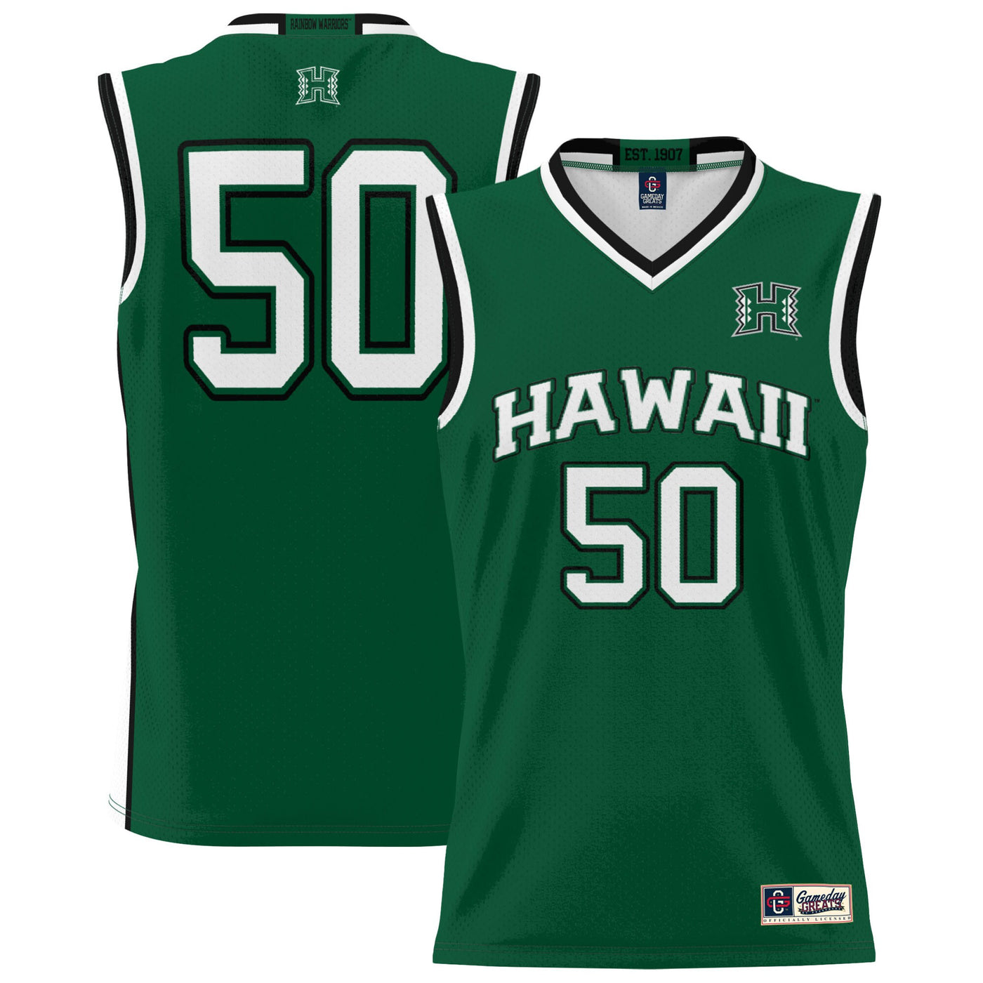 GameDay Greats #50 Green Hawaii Rainbow Warriors Lightweight Basketball Jersey