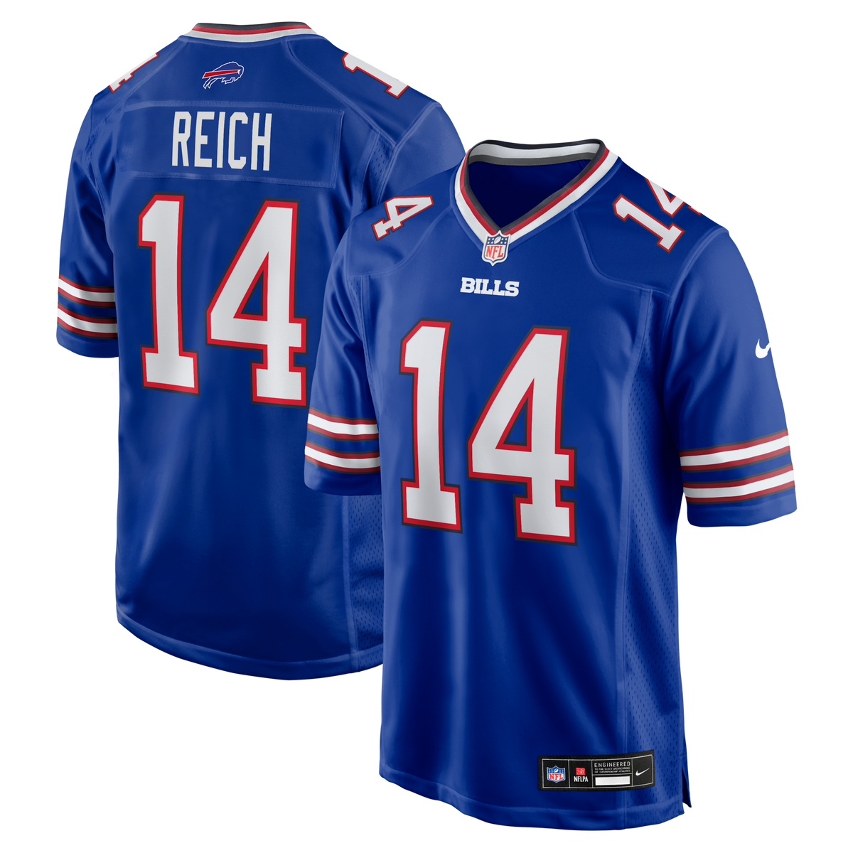 Buffalo Bills Frank Reich Royal Game Retired Player Jersey