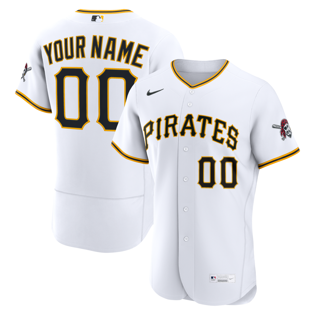 Pittsburgh Pirates White Home Authentic Custom Jersey