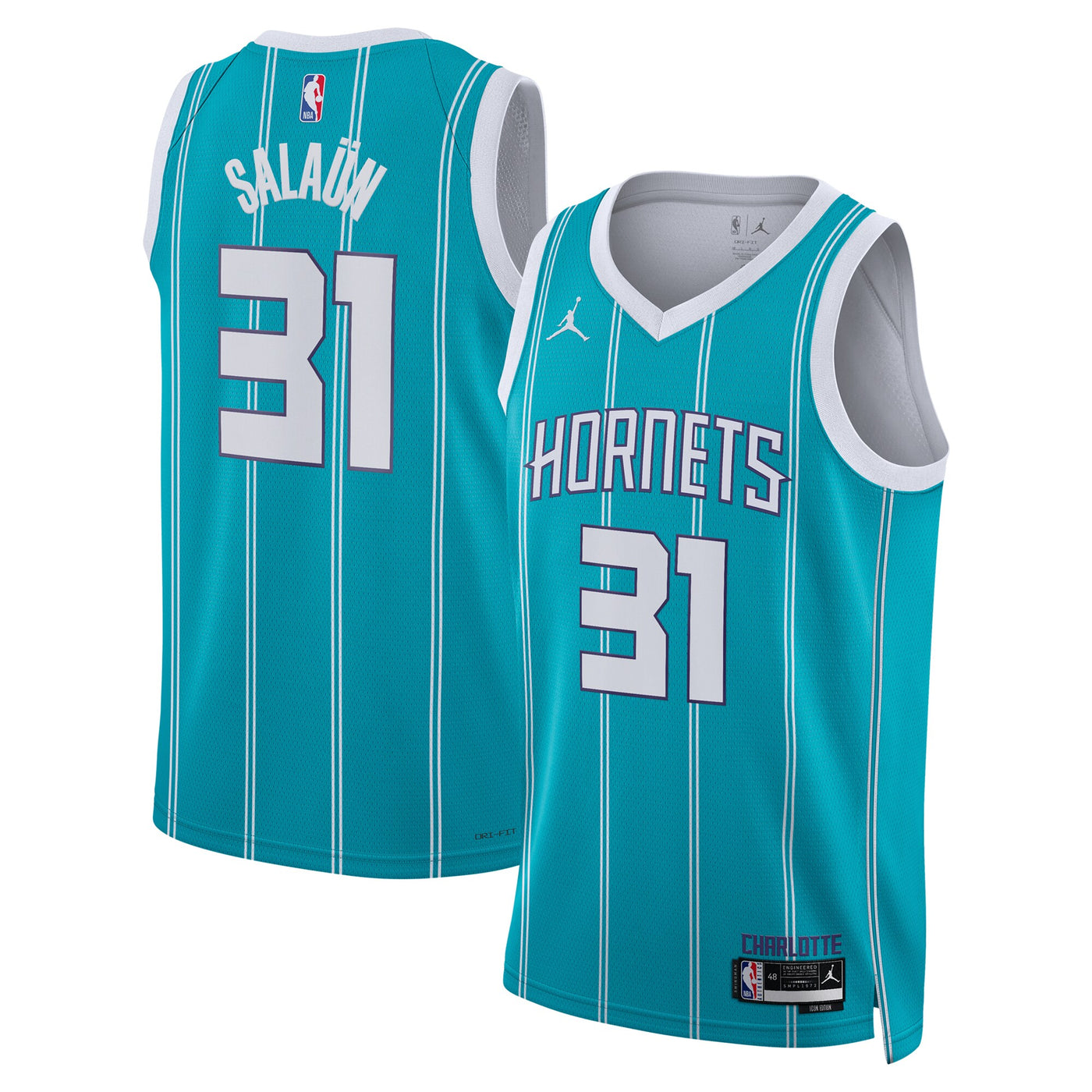 Charlotte Hornets Jordan Brand Icon Edition Swingman Jersey - Teal - Tidjane Salaün