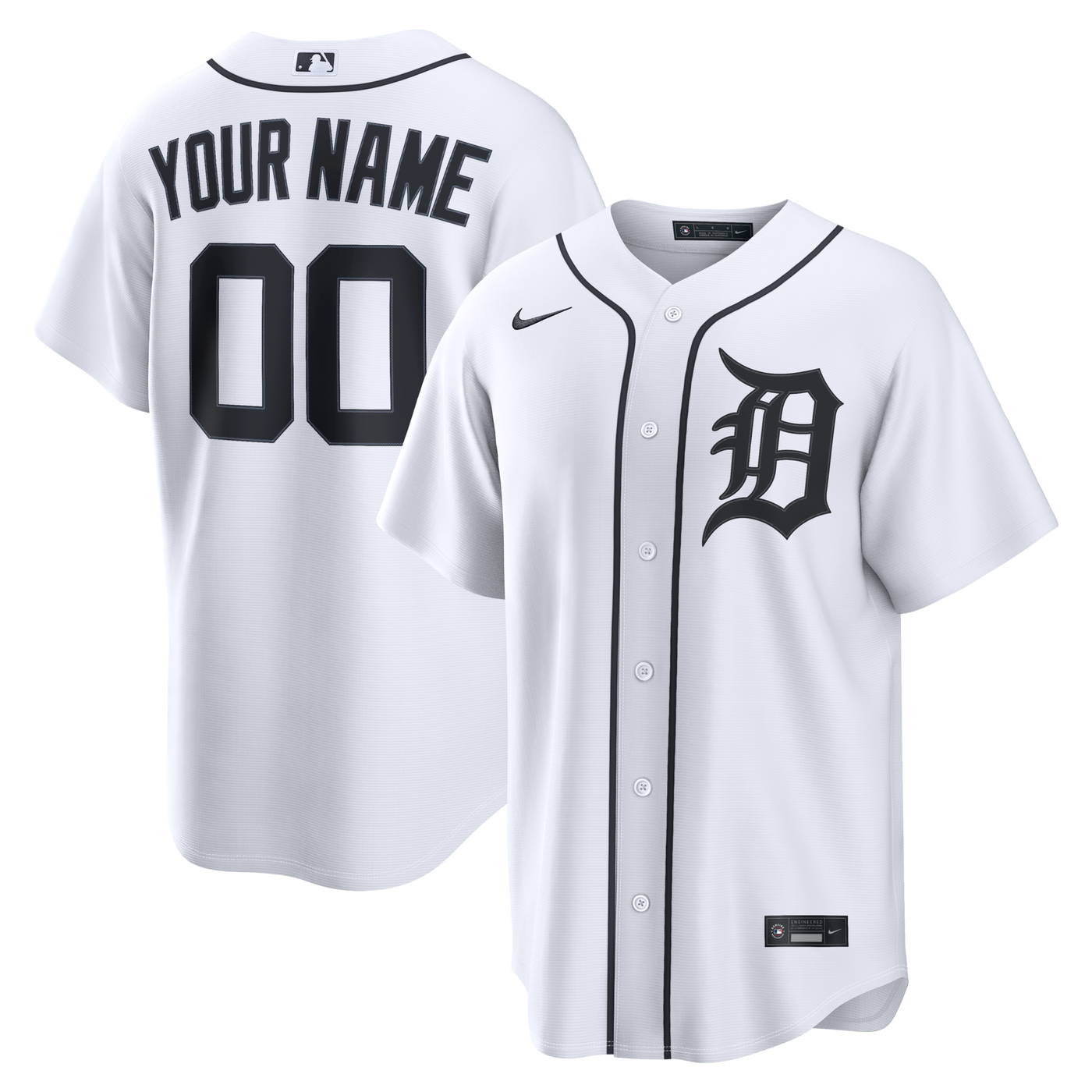 Detroit Tigers Nike White Home Replica Custom Jersey