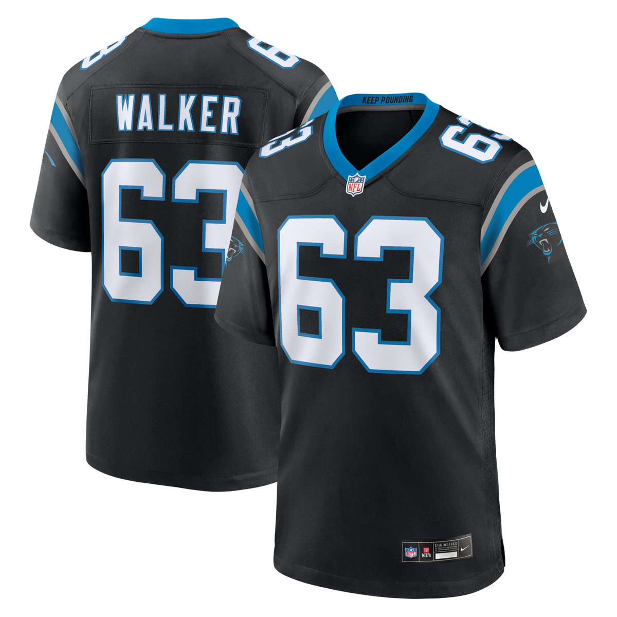 Carolina Panthers Rasheed Walker Black Team Game Jersey
