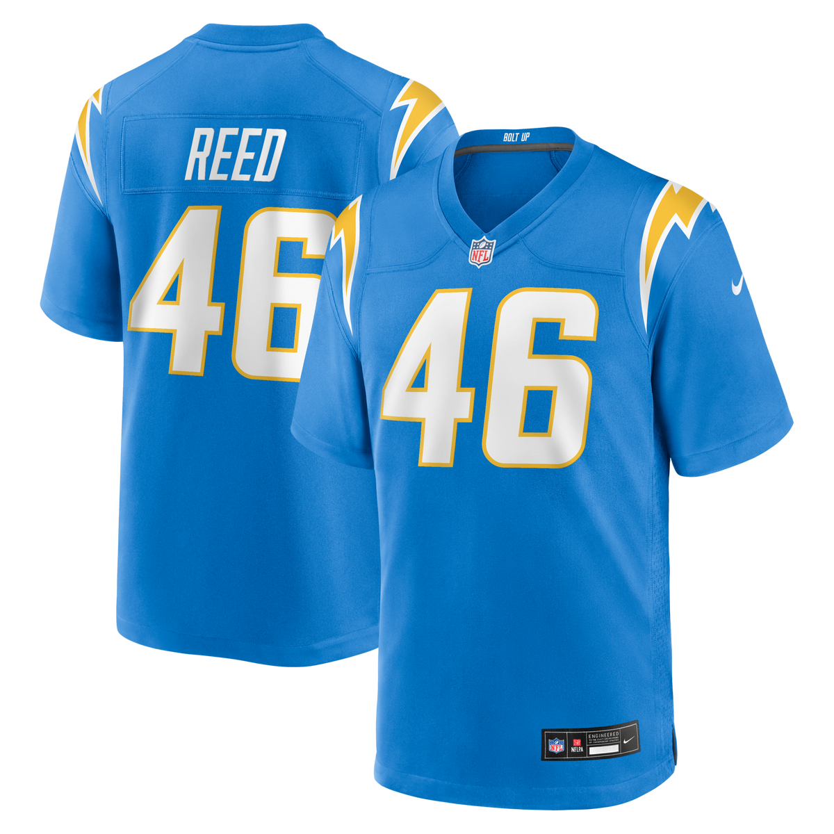 Los Angeles Chargers Nikko Reed Powder Blue Team Game Jersey