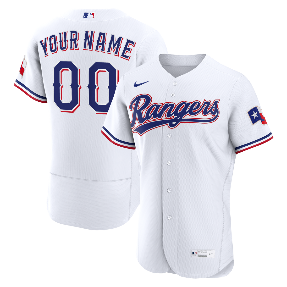 Texas Rangers White Home Authentic Custom Jersey