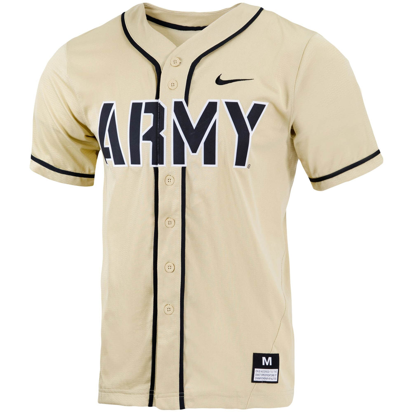 Nike Gold Army Black Knights Replica Full-Button Baseball Jersey