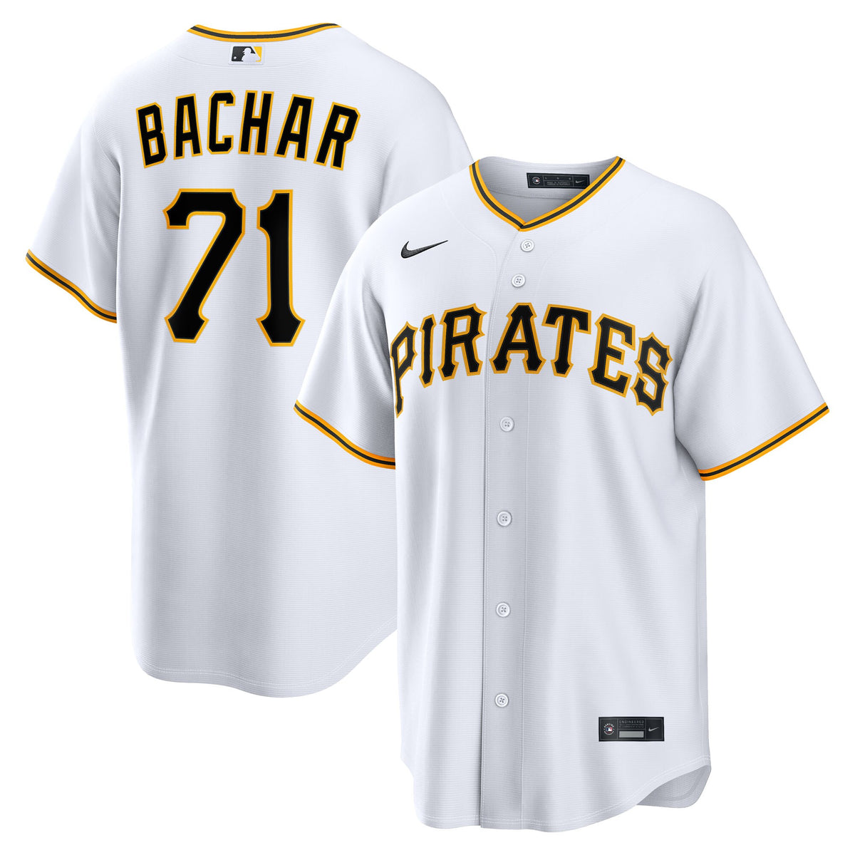 Pittsburgh Pirates Lake Bachar White Home Replica Jersey