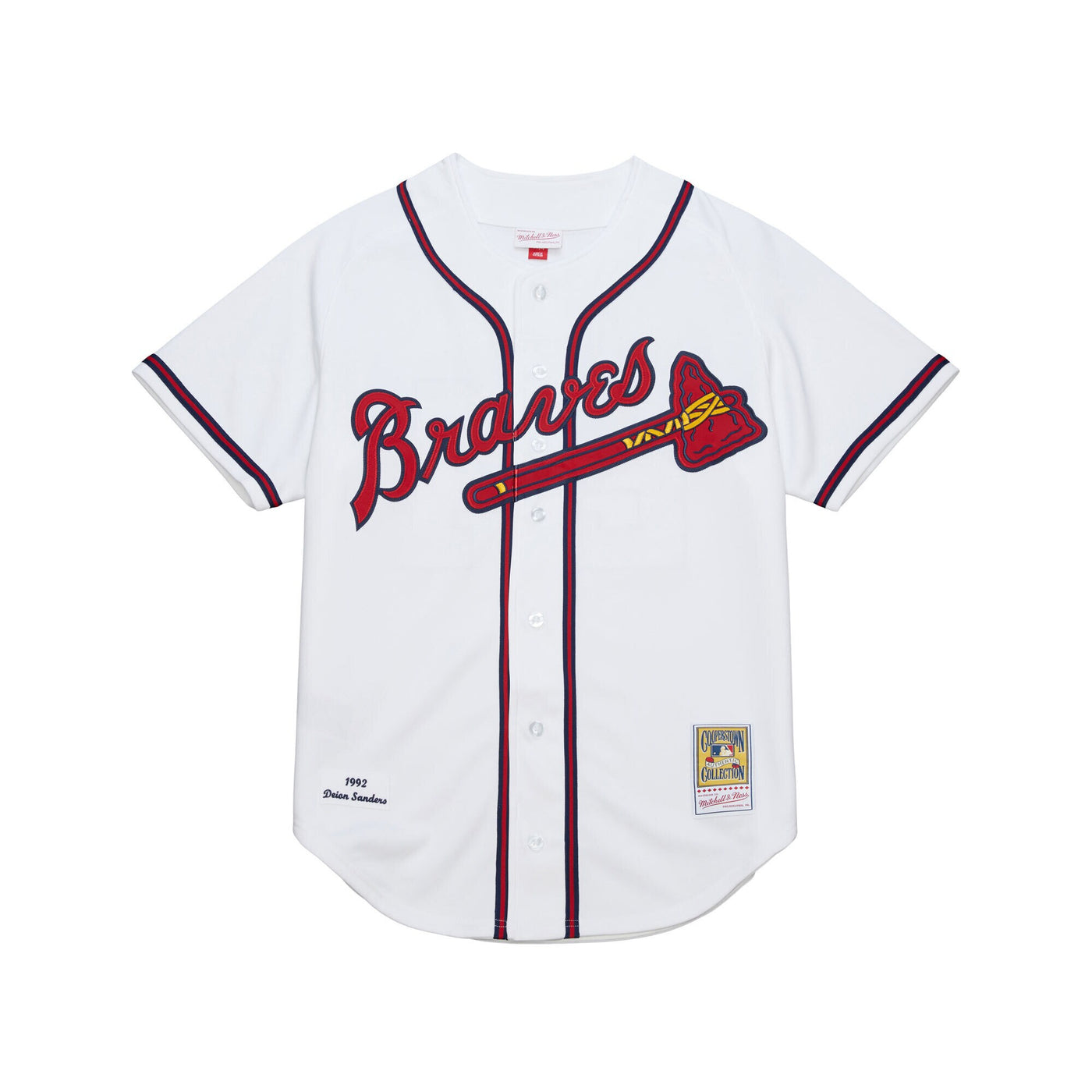 Atlanta Braves Deion Sanders Mitchell & Ness White Cooperstown Collection 1992 Authentic Jersey