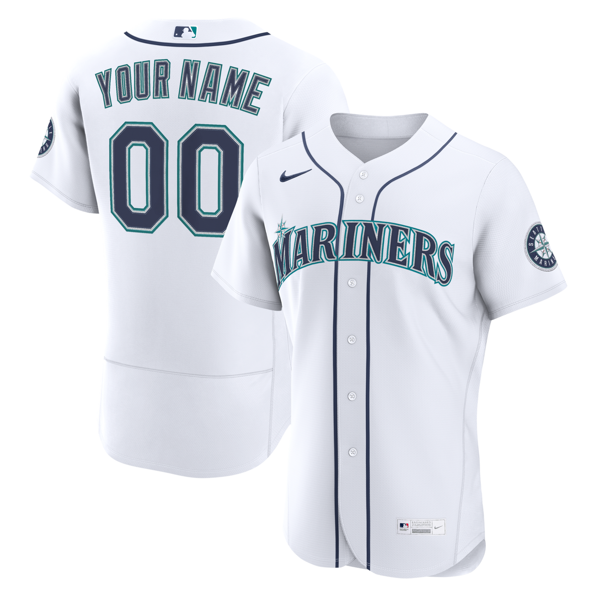 Seattle Mariners White Home Authentic Custom Jersey