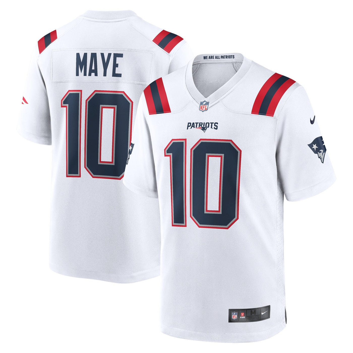 New England Patriots Drake Maye Nike White Player Game Jersey
