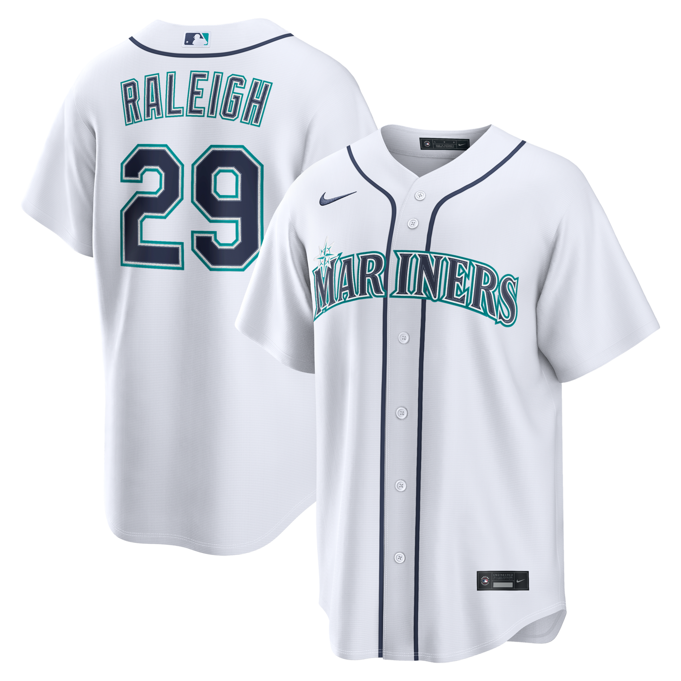 Seattle Mariners Cal Raleigh Nike White Home Replica Jersey