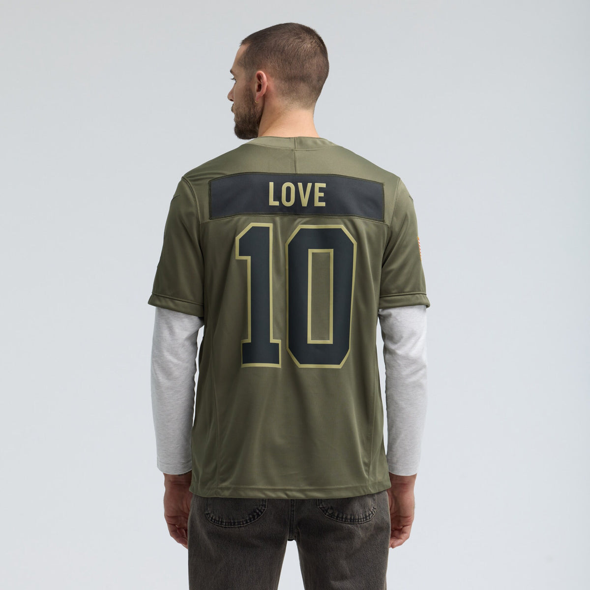 Green Bay Packers Jordan Love Olive 2025 Salute to Service Limited Jersey