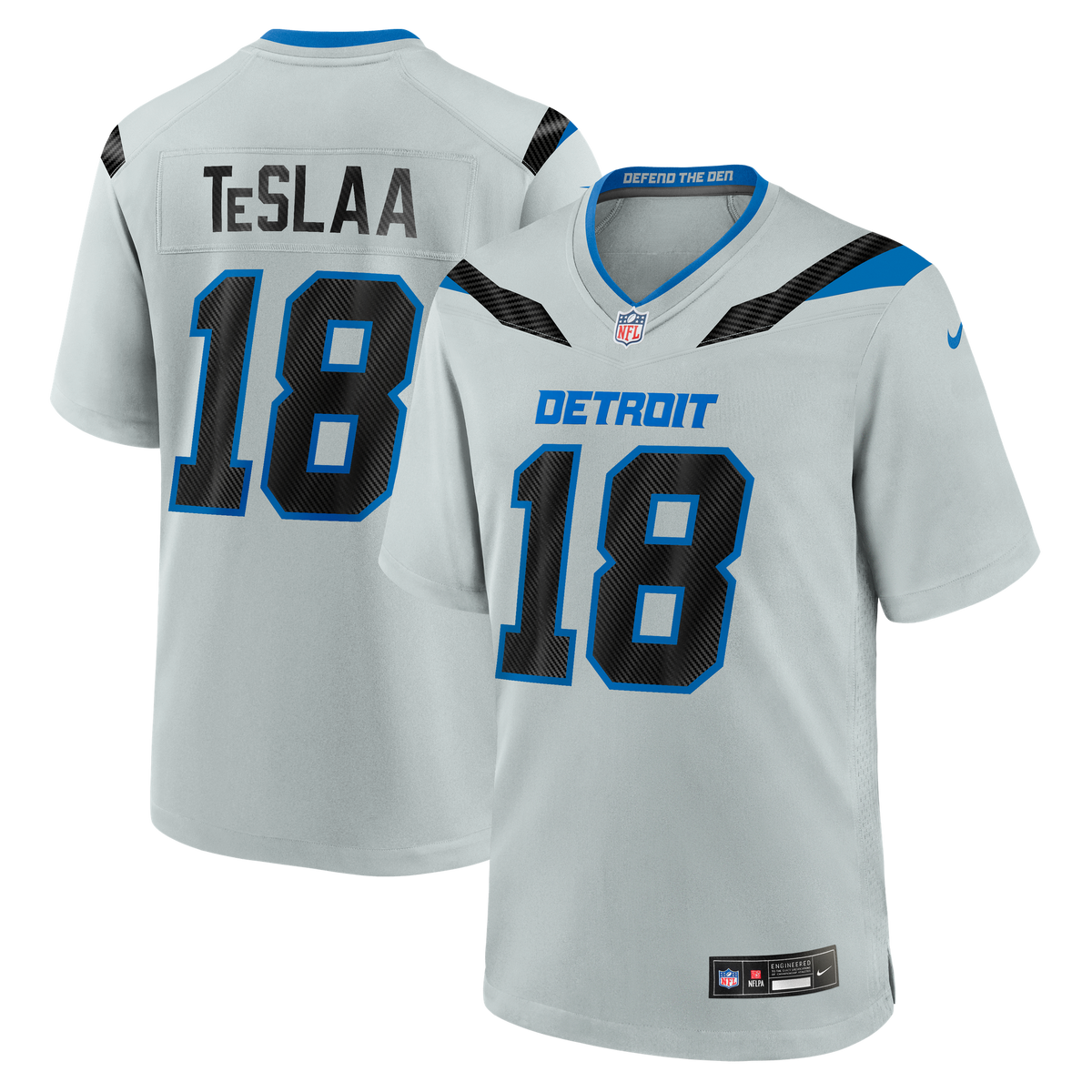 Detroit Lions Isaac TeSlaa Nike Silver 2026 Rivalries Collection Game Jersey
