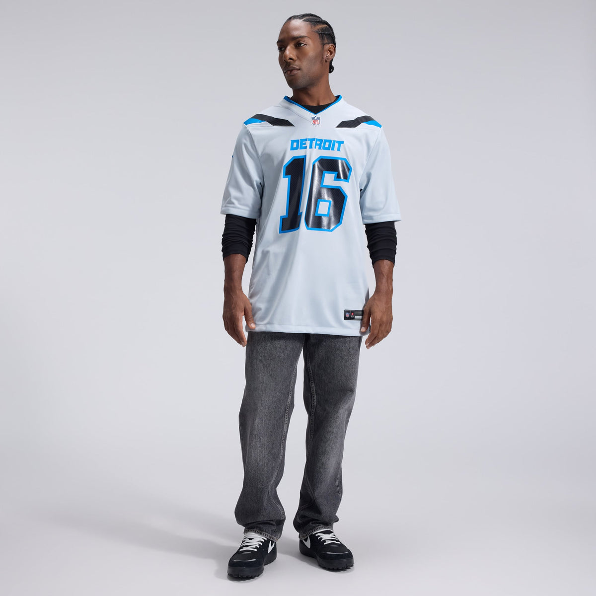 Detroit Lions Jared Goff Nike Silver 2026 Rivalries Collection Game Jersey