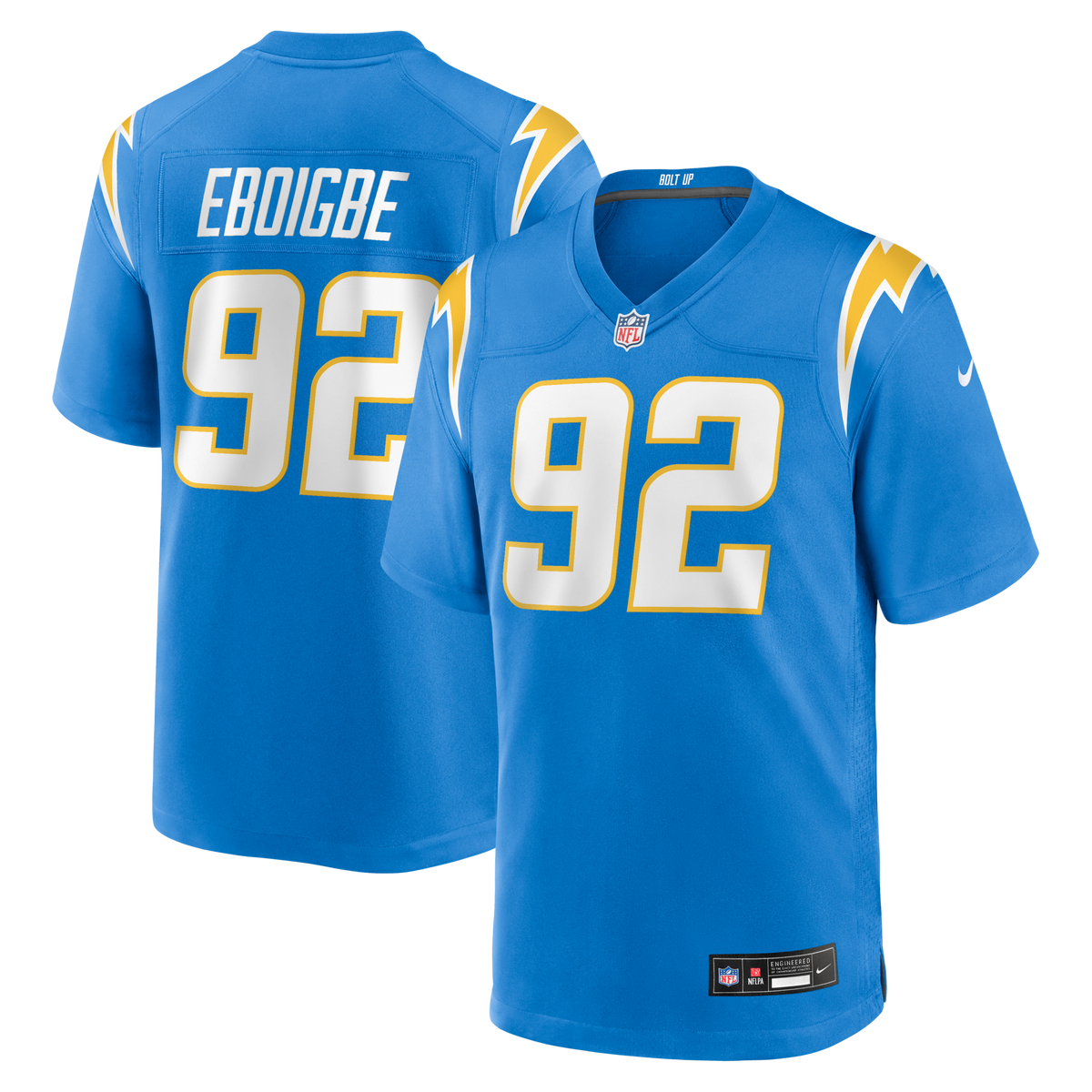 Los Angeles Chargers Justin Eboigbe Powder Blue Team Game Jersey