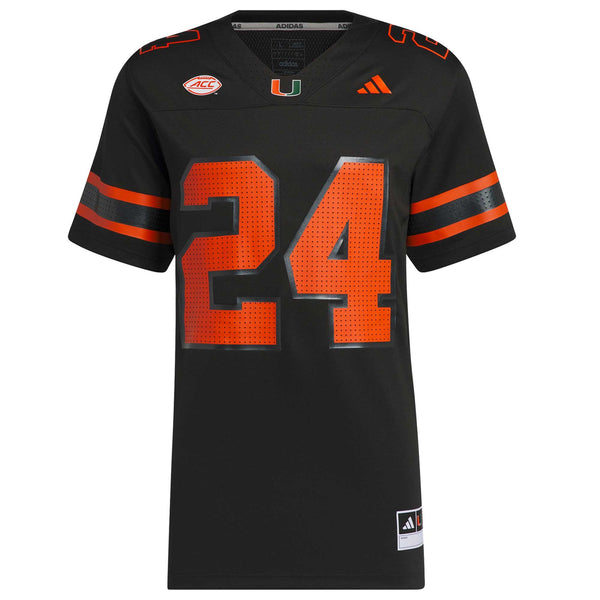 adidas #24 Black Miami Hurricanes Premier Strategy Jersey