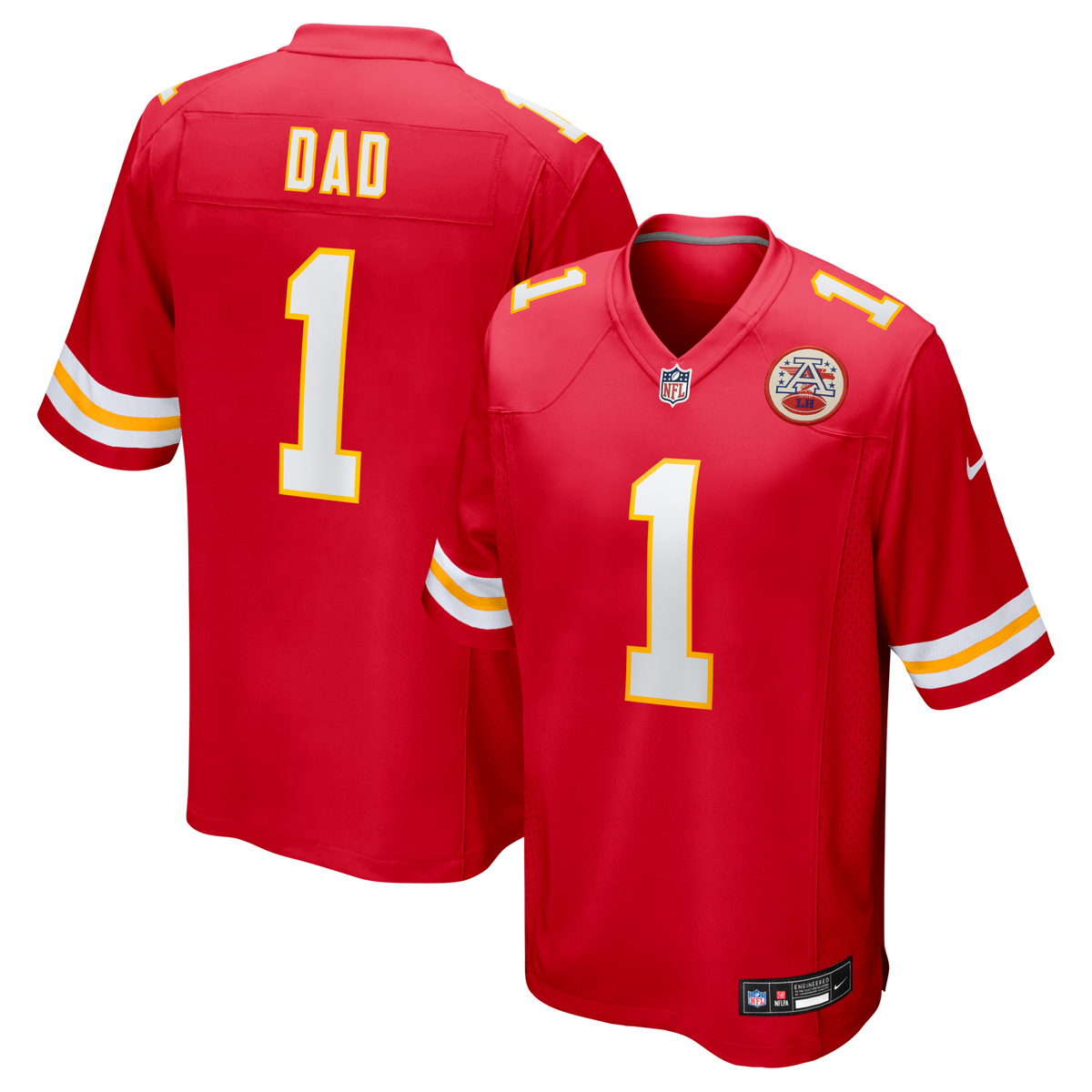 Kansas City Chiefs Number 1 Dad Red Game Jersey