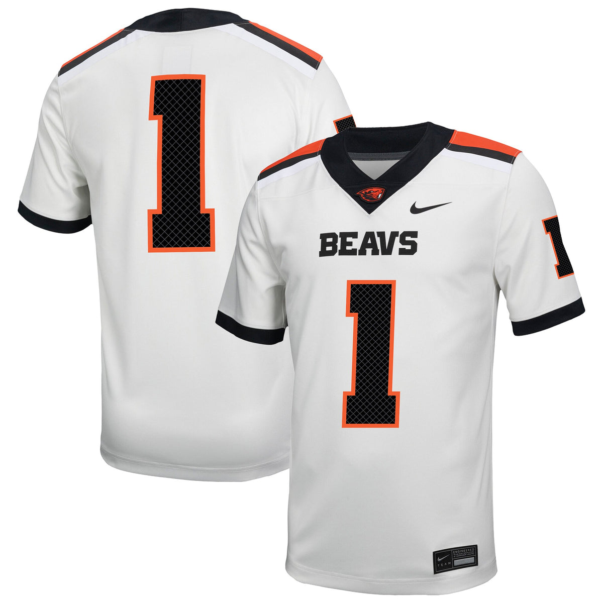 #1 Oregon State Beavers Road Replica Football Jersey - White