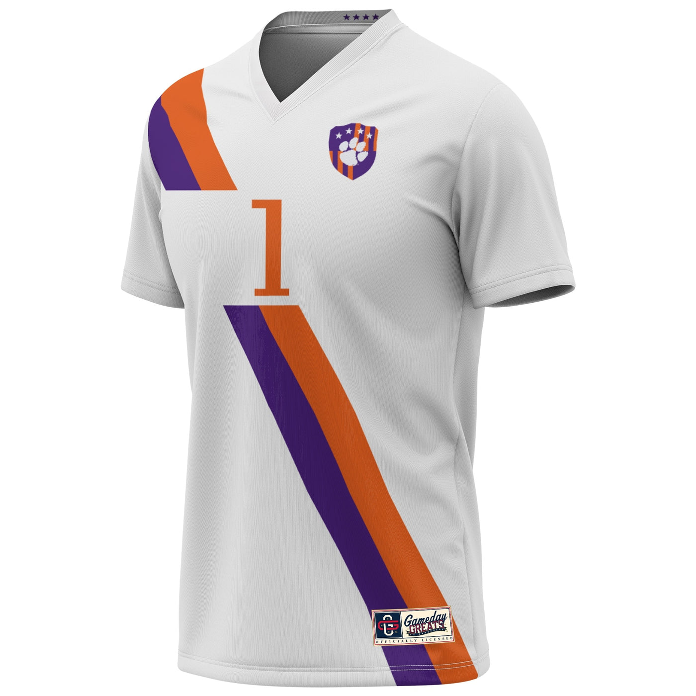GameDay Greats #1 White Clemson Tigers Lightweight Collegiate Soccer Fashion Jersey