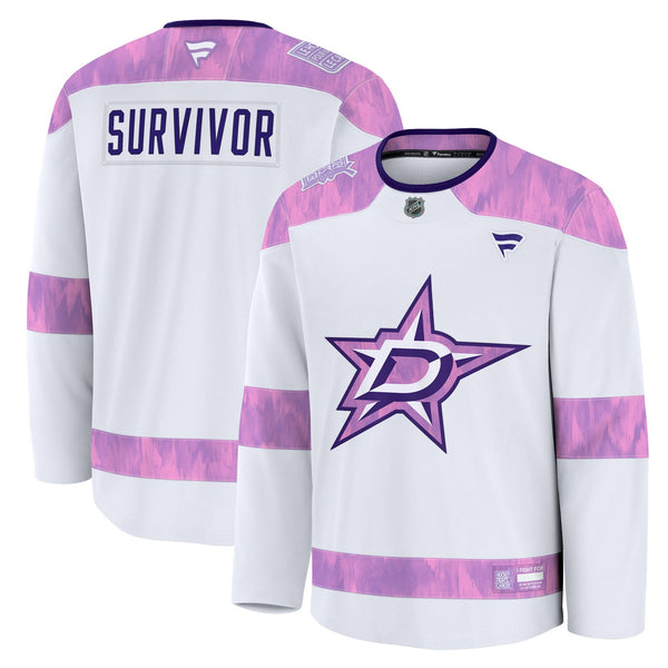Dallas Stars Fanatics White Hockey Fights Cancer Survivor Practice Jersey