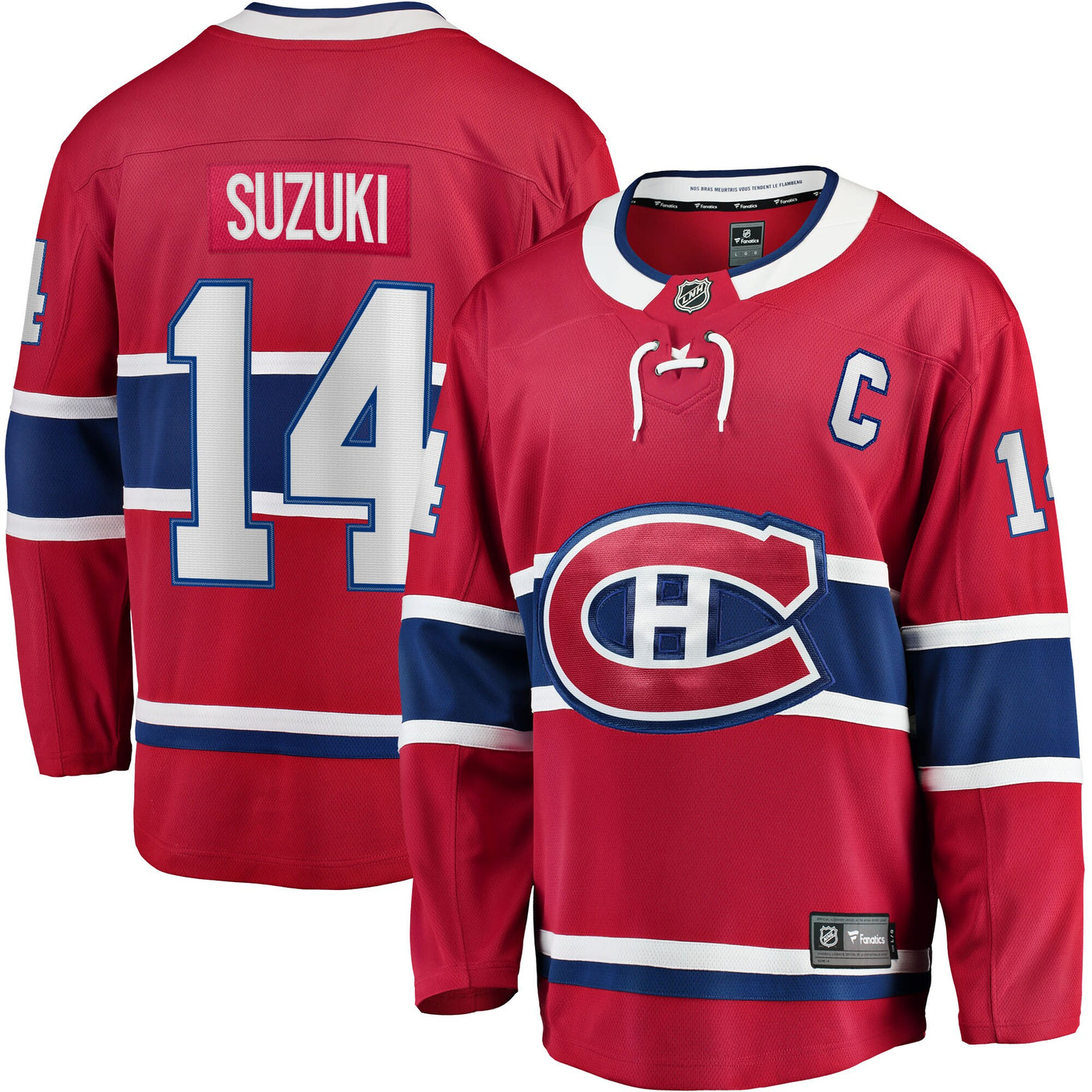 Montreal Canadiens Nick Suzuki Fanatics Red Home Captain Patch Breakaway Player Jersey