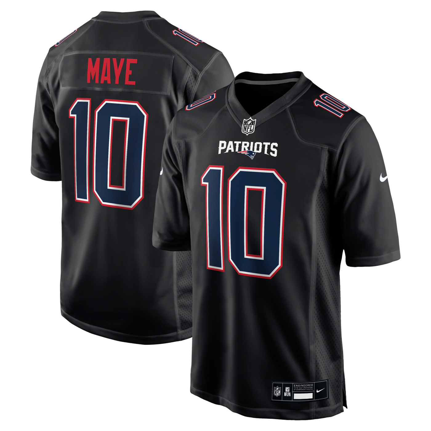 New England Patriots Drake Maye Nike Carbon Black Game Jersey