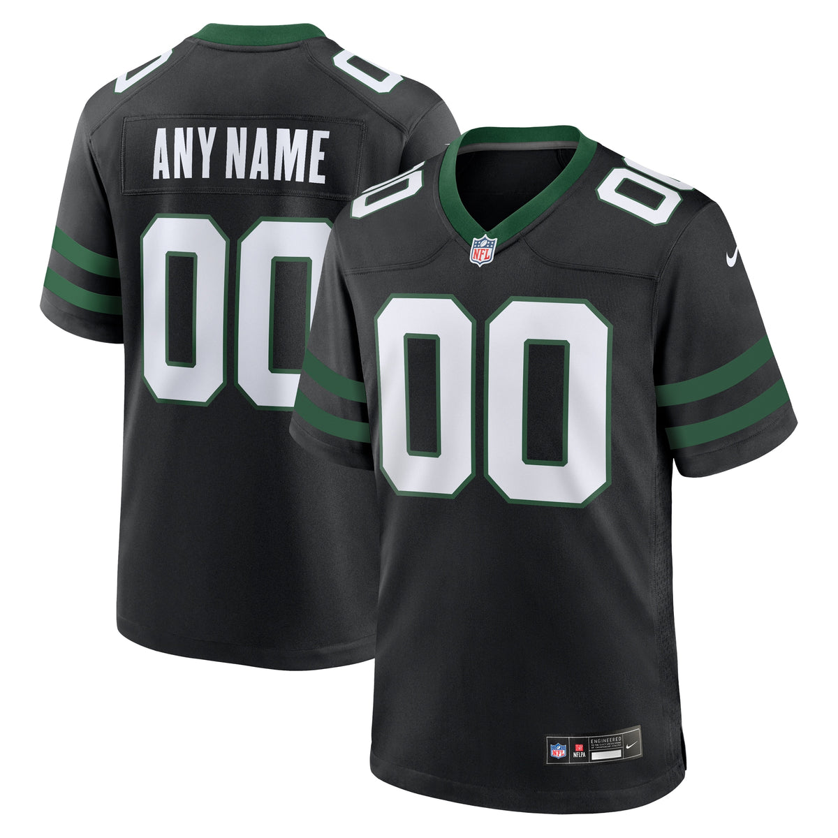 New York Jets Legacy Black Alternate Custom Game Jersey