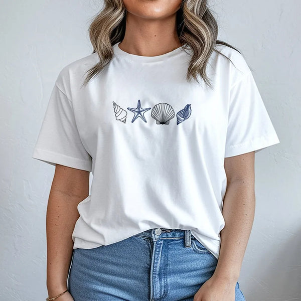 Seashell Sweatshirt | Minimalist Beach Shell Graphic | Cozy Cotton Blend Pullover | Gift for Ocean Lover