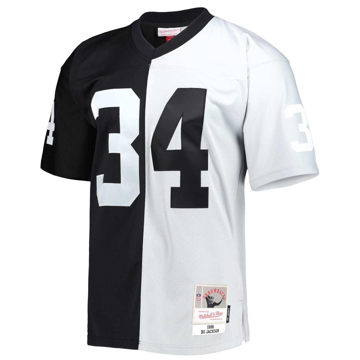 Las Vegas Raiders Bo Jackson Mitchell & Ness Black/Silver 1988 Split Legacy Replica Jersey