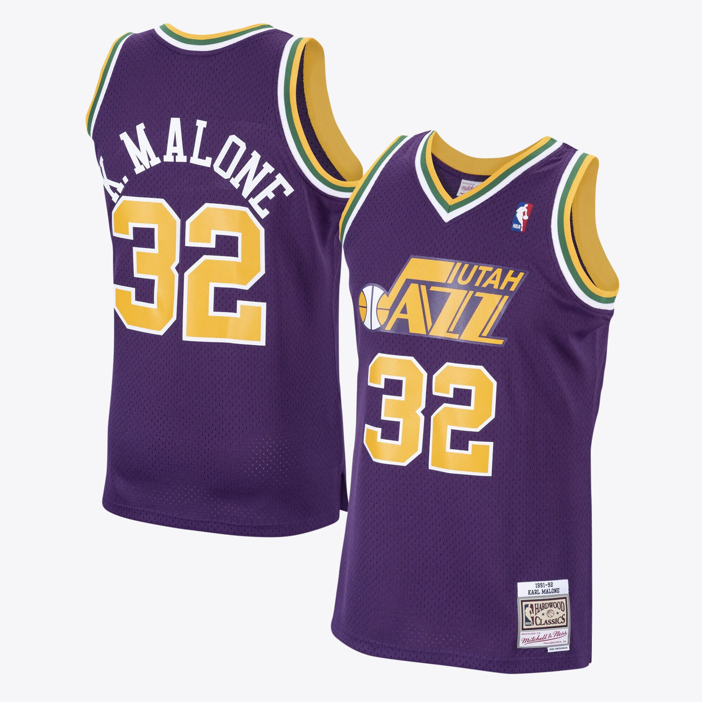 Utah Jazz Karl Malone 1991 Hardwood Classics Road Swingman Jersey by Mitchell & Ness - Purple -
