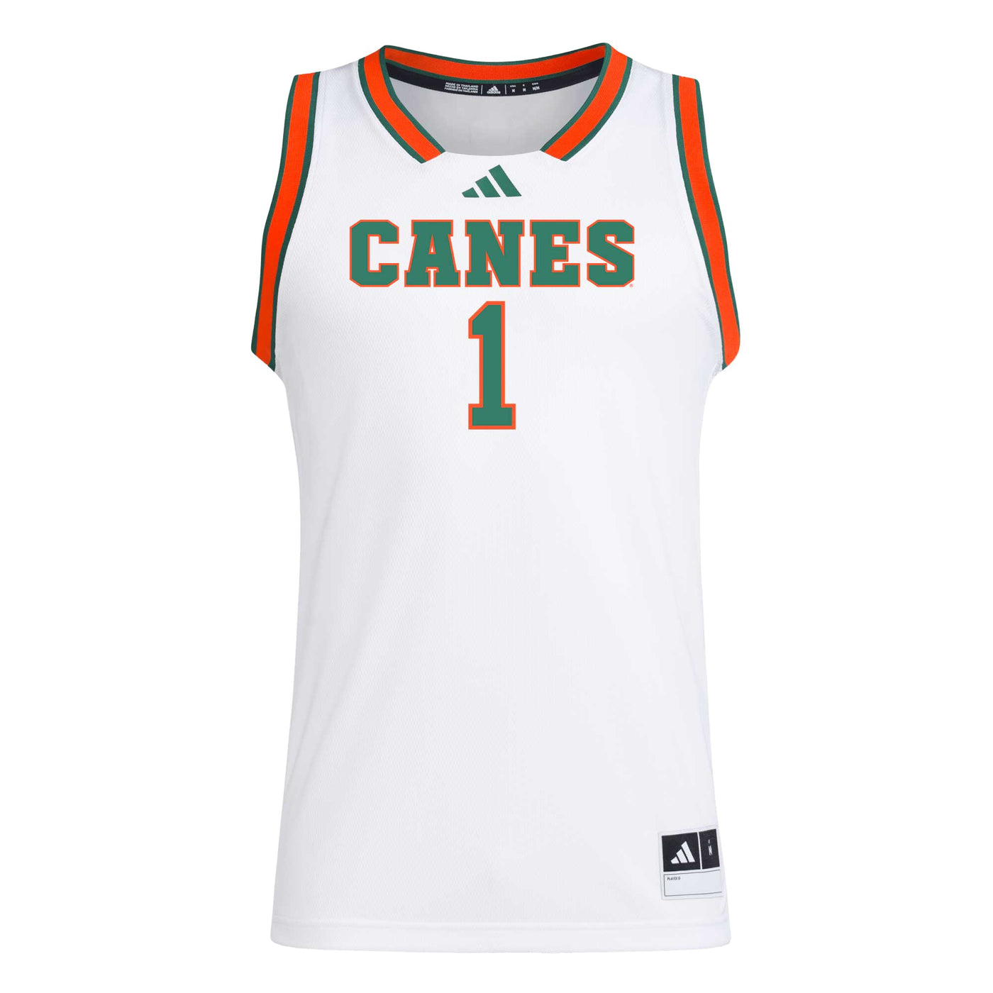 adidas #1 White Miami Hurricanes Replica Swingman Jersey