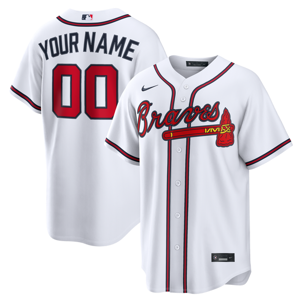 Atlanta Braves White Home Replica Custom Jersey