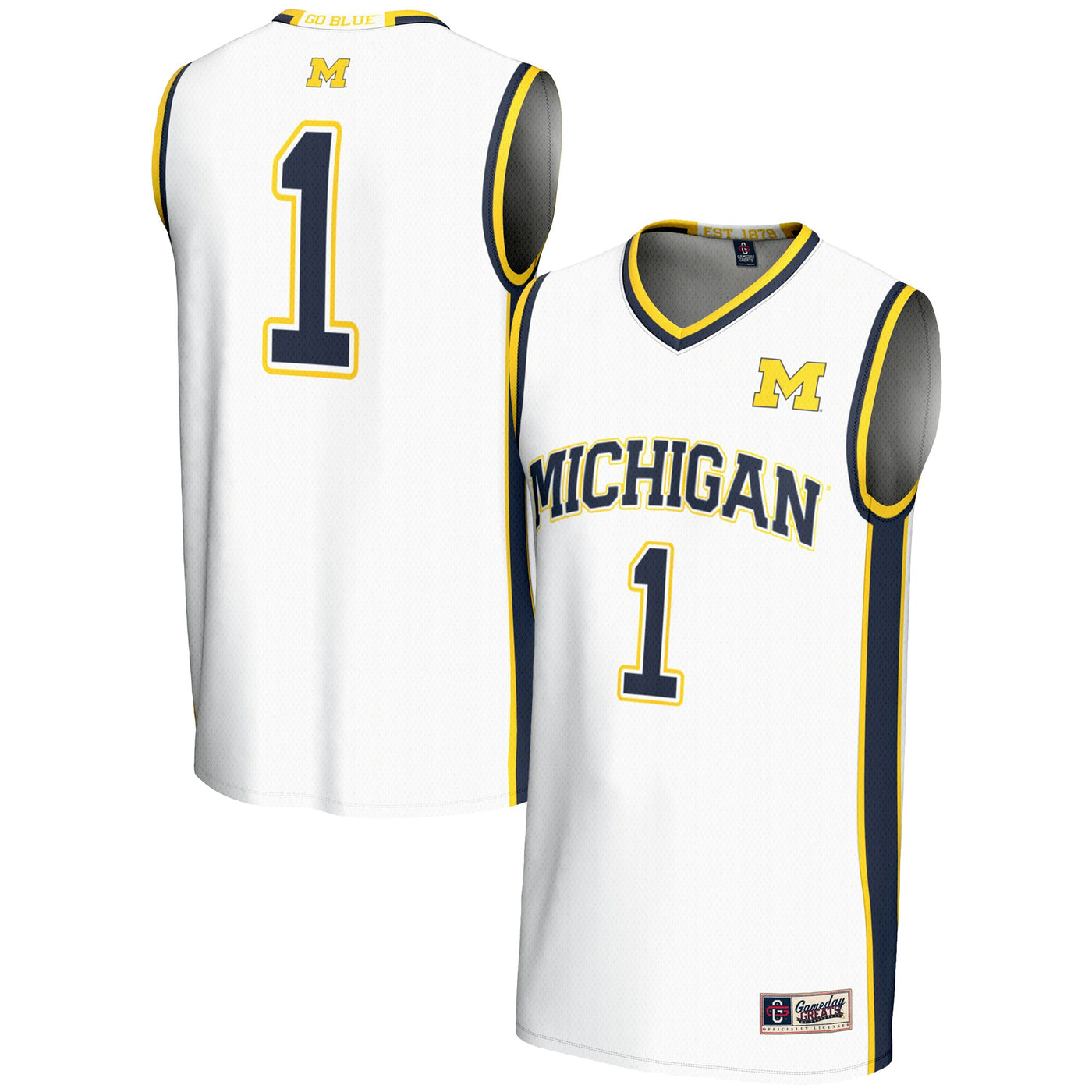 GameDay Greats #1 White Michigan Wolverines Lightweight Basketball Jersey