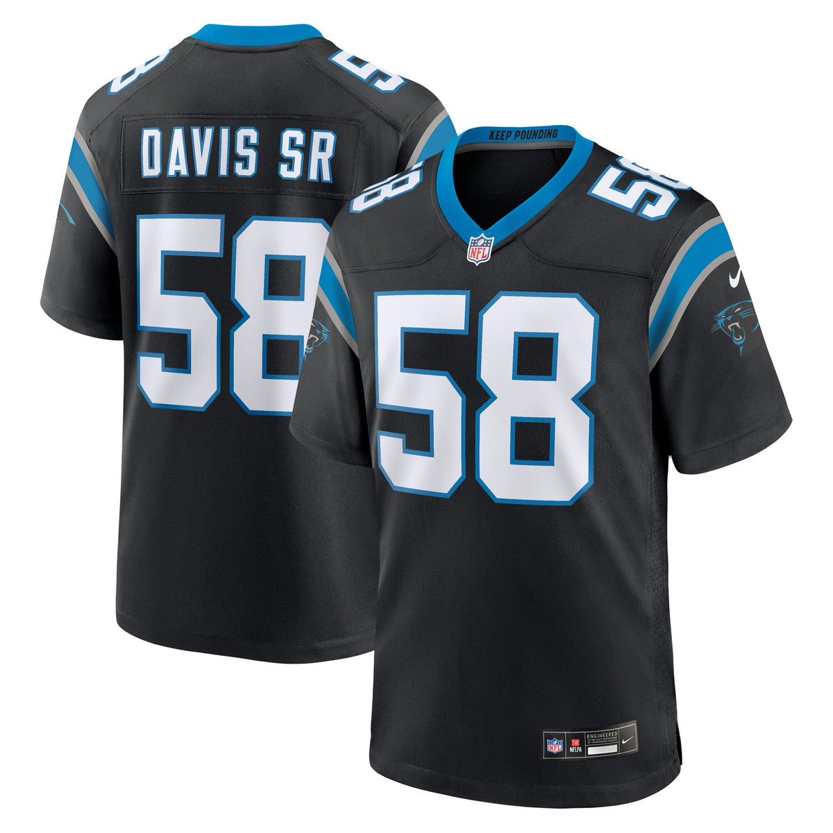 Carolina Panthers Thomas Davis Sr. Black Team Retired Game Jersey