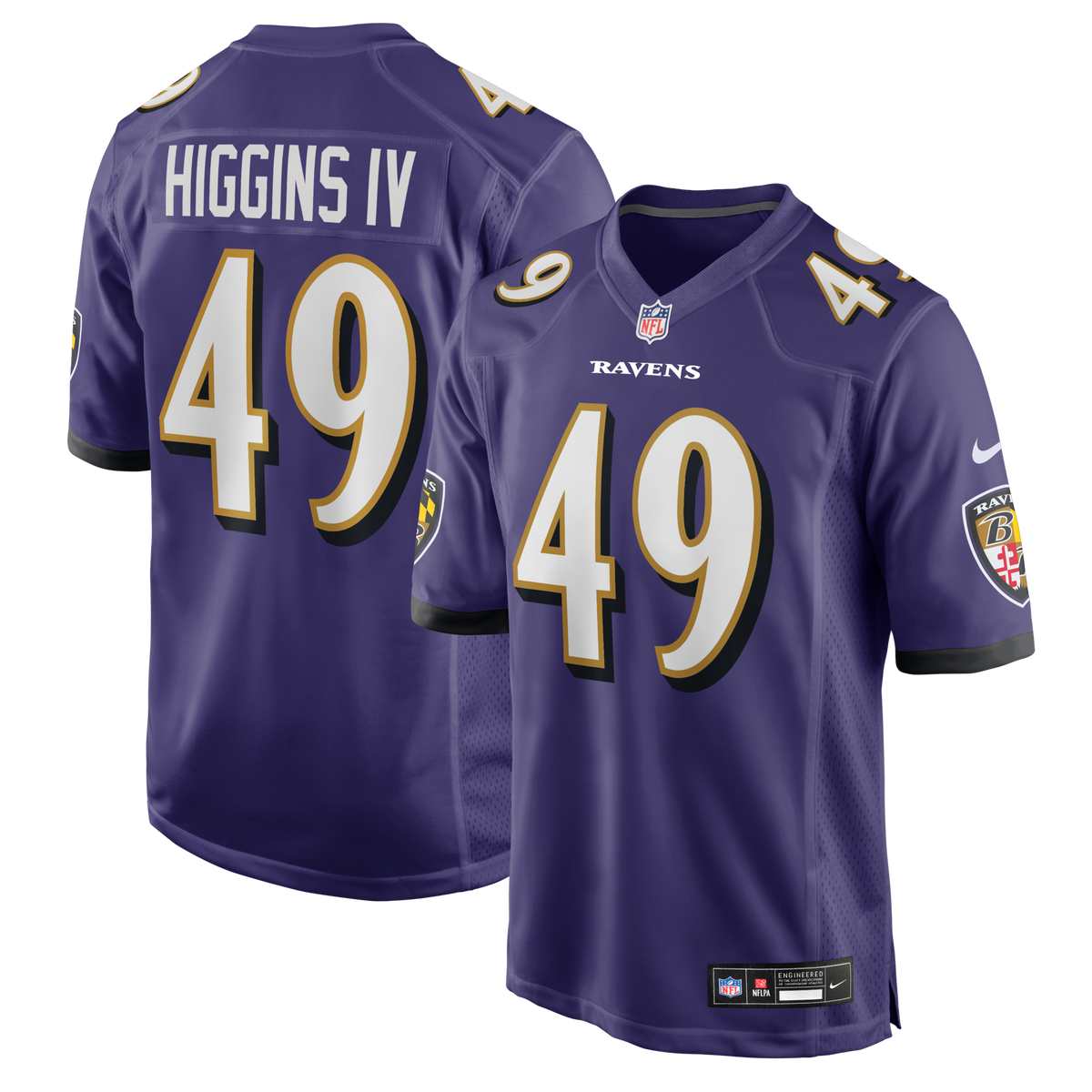 Baltimore Ravens Jay Higgins IV Purple Team Game Jersey