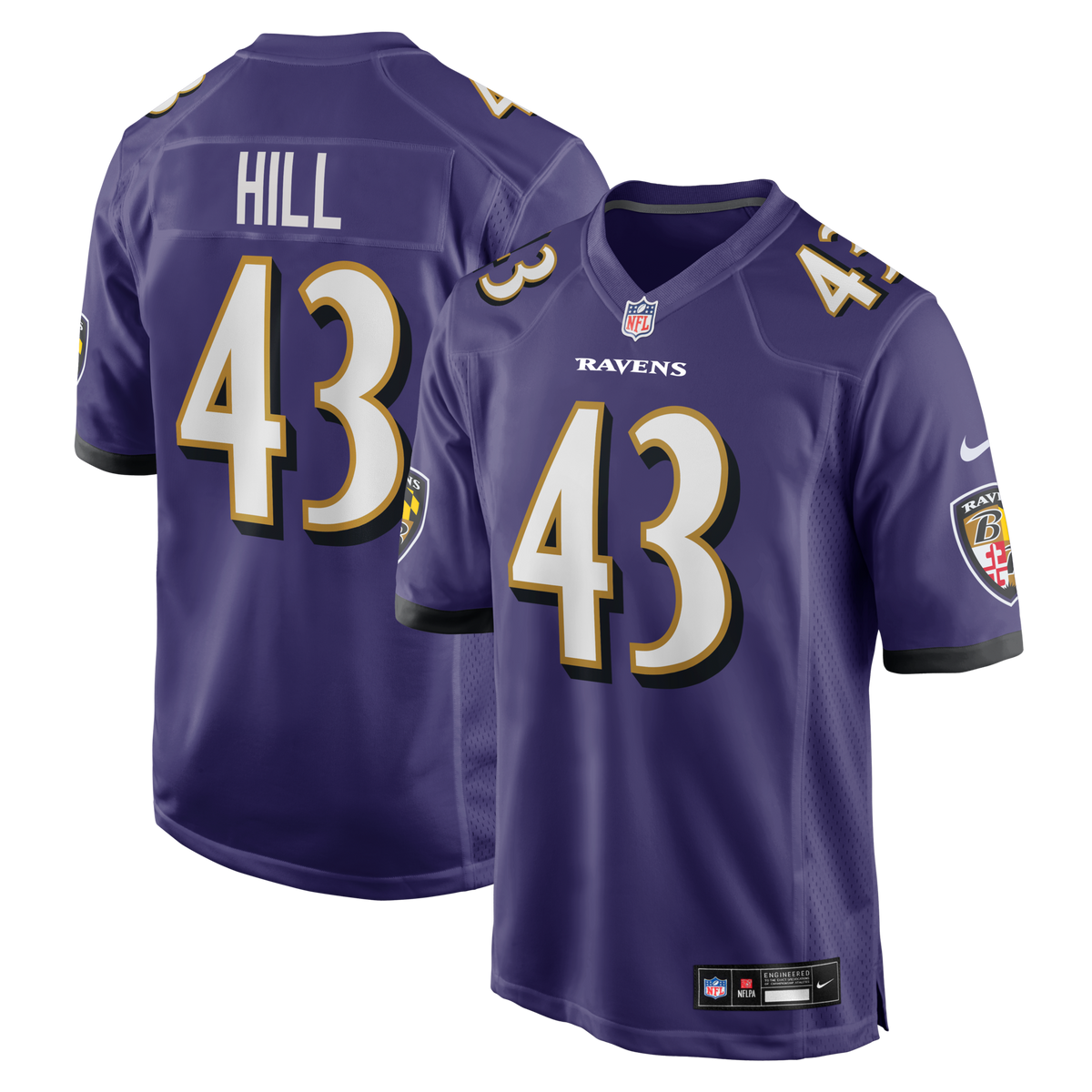 Baltimore Ravens Justice Hill Purple Game Jersey