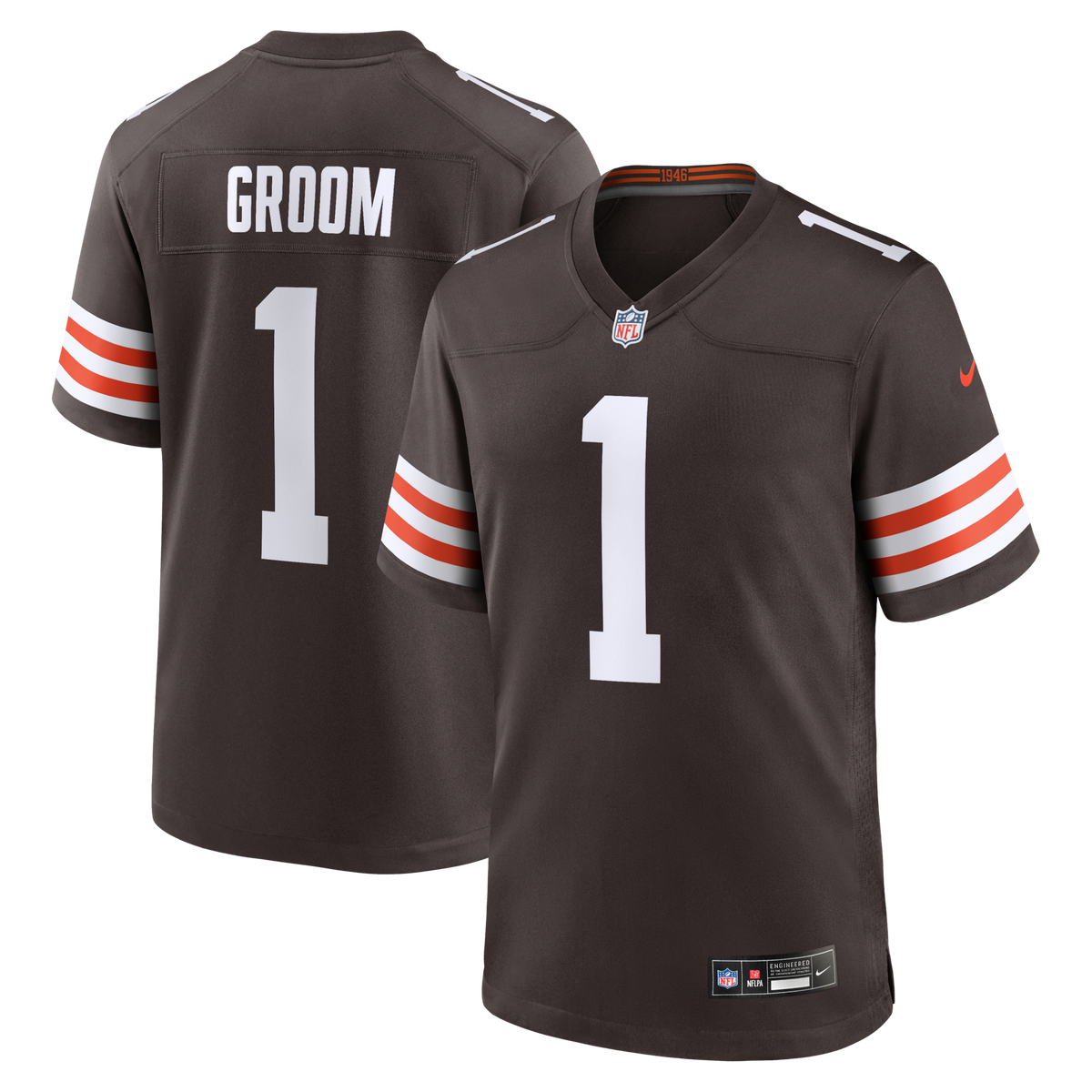 Cleveland Browns Number 1 Groom Brown Game Jersey