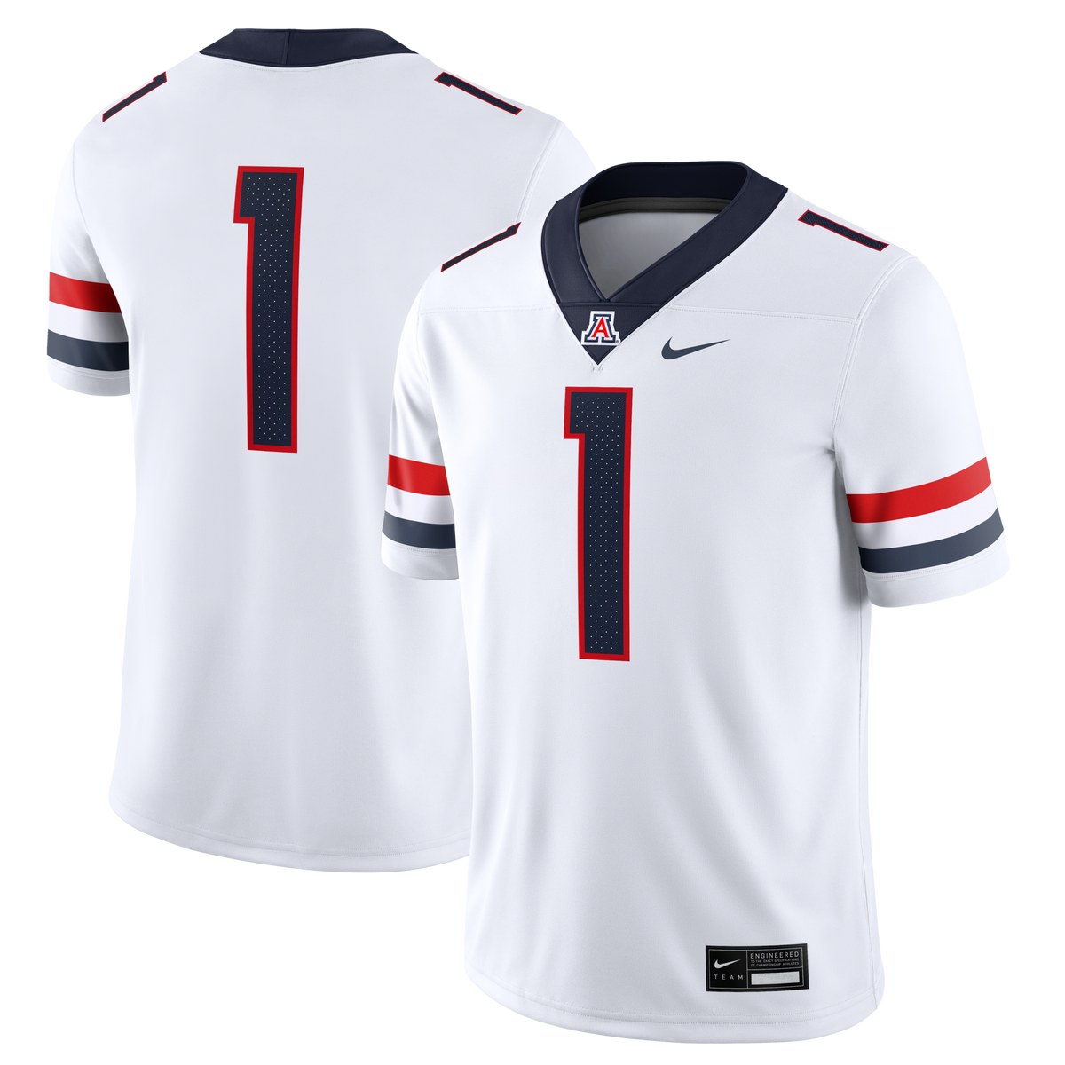 #1 Arizona Wildcats Road Game Football Jersey - White