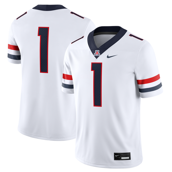 #1 Arizona Wildcats Road Game Football Jersey - White