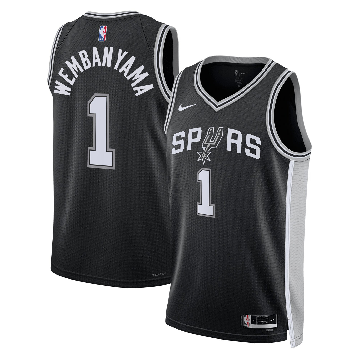 San Antonio Spurs Nike Icon Edition Swingman Jersey - Black - Victor Wembanyama