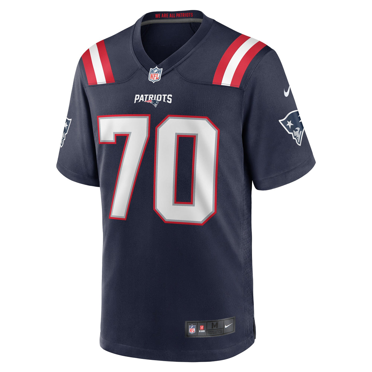 New England Patriots Caedan Wallace Navy Game Jersey