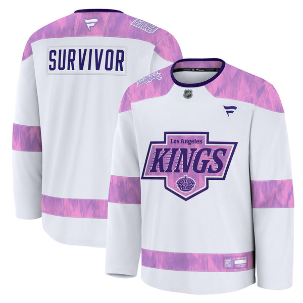 Los Angeles Kings Fanatics White Hockey Fights Cancer Survivor Practice Jersey